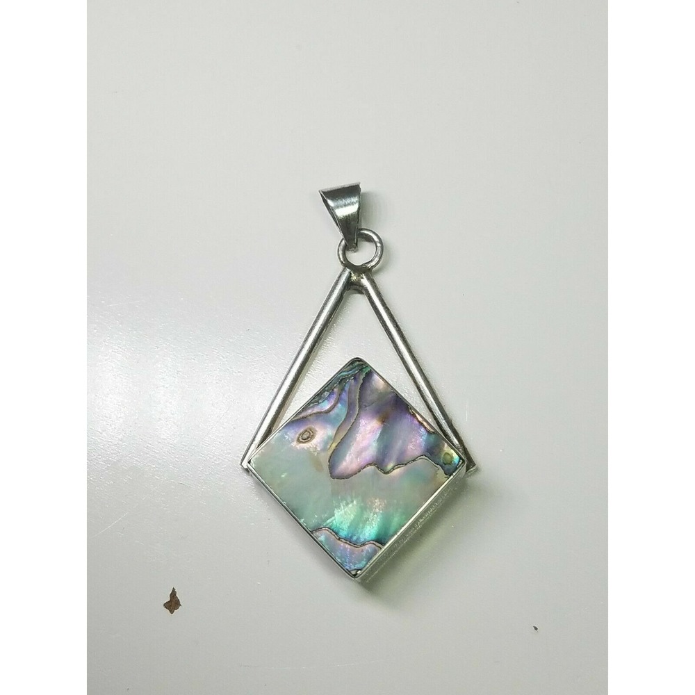 Mexico Sterling Large Chunky  Pendant for Necklace Signed JRI 13 grams Abalone
